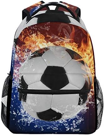 Hunihuni Soccer Fire Durable Backpack College School Book Shoulder Bag Daypack for Boys Girls Man Woman