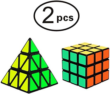 Imcolorful 2-Pack Magic Cube Puzzle Bundle Includes 3x3 Speed Cube Pyramind Speedcubing Puzzle Set of 2