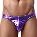 iiniim Mens Fashion Shiny Patent Leather Thong Underwear Purple L