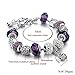 Long Way ® Silver Plated Snake Chain Charm Bracelets Bangles Purple Murano Glass & Crystal Beads Fit Bracelet for Women