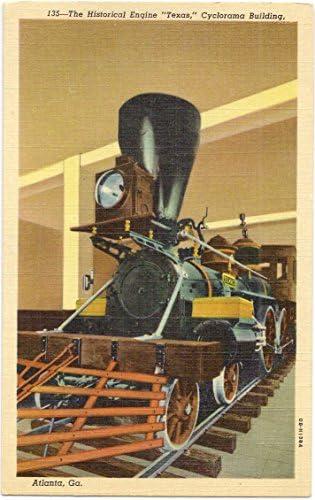 Railroad Postcard - The Old War Engine "Texas" - Cyclorama Building - Grant Park - Atlanta Georgia