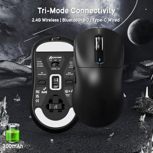 ATTACK SHARK X68 HE Wired Magnetic Keyboard with X3 Wireless Gaming Mouse Combos, 8KHz Rapid Trigger Keyboard, 0.01mm RT Accuracy, 49g SUPERLIGHT Mouse, PAW3395, 26000 DPI - Moonlit Night