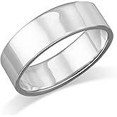 MIMI 6MM Sterling Silver Plain Flat Wedding Band Ring Size 5, 6, 7, 8, 9, 10, 11, 12