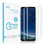 [2-Pack] Glass Screen Protector for Samsung Galaxy S8 Plus, W&O Samsung S8+ Tempered Glass Protector Film Curve Edge Crystal Clear Case Friendly