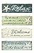 Young's Inc. Wood Nautical Block Signs - 8'' L x 2'' H - Beach Accessories - Wood Wall Art - Set of 4