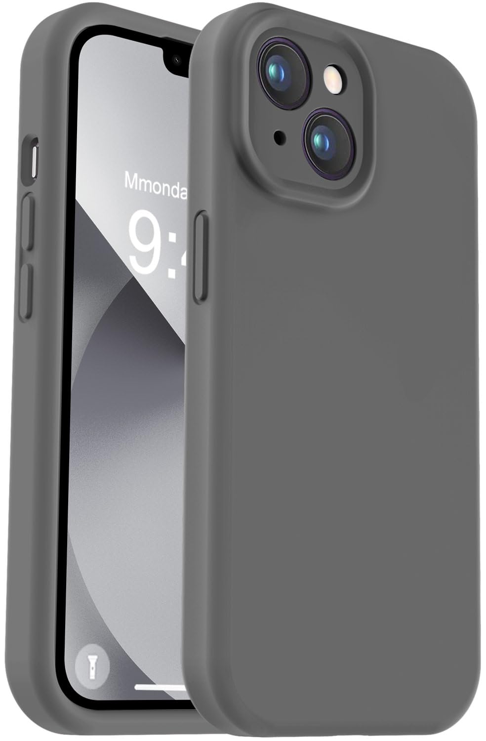 Photo 1 of Vooii Compatible with iPhone 13 Case, Liquid Silicone Upgrade [Camera Protection] [Soft Anti-Scratch Microfiber Lining] Shockproof Phone Case for iPhone 13 6.1 inch - Dark Grey