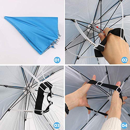 Payanwin Outdoor Umbrella Hat Golf Fishing Camping Beach Rain Sun Folded Adjustable Blue Sports Head Umbrella Cap