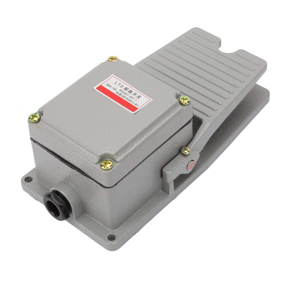 Foot Switch,Momentary Electric Pedal Nonslip Aluminum Shell,Foot Pedal Control Switch,Silver Contacts LT3 Footswitch,for Machine Industrial Control