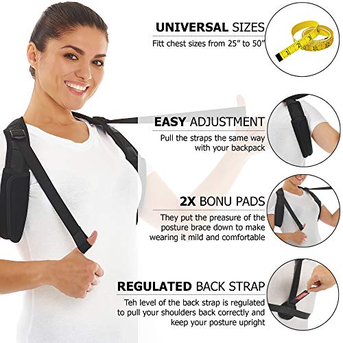 Ecardy Back Posture Corrector for Men & Women - Effective and Comfortable Posture Brace for Slouching & Hunching - Discreet Design - Chest Support