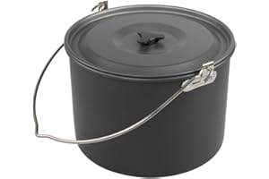 8L Large Hanging Camping Pot, Aluminum Alloy Outdoor Cooking Set with Lid for 8 to 10 People