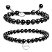JADENOVA Natural Bead Bracelet Semi Precious Gemstone Beaded Bracelet for Women Healing Crystal Stone Stretch Bracelet Men Couple Bracelets (2pcs,6-8mm/8-10mm)