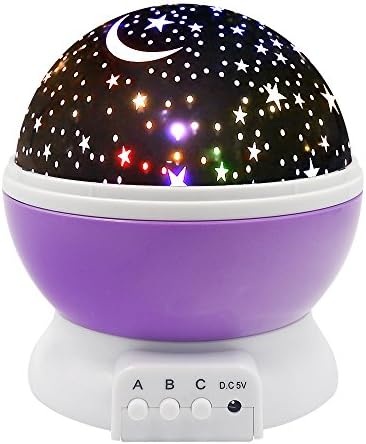 Digital Ant Night Lighting Lamp, Star Light Rotating Projector, Moon Sky Night Light, 4 LED Bulbs 8 Modes for Children Kids Bedroom (Purple)
