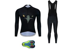 MOXILYN Cycling Jerseys Men Set Bike Clothing for Men Long Sleeve Bike Jacket and Cycling Bibs Pants with 20D Gel Pad