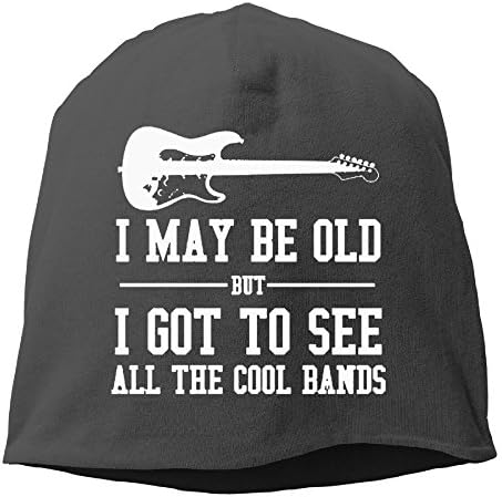 Men I MAY BE OLD BUT I SAW THE COOL BANDS Music Warm Mountain Climbing Warm Knit Beanie Skull Cap Cuff Beanie Hat Winter Hat Black
