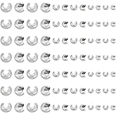 UNICRAFTALE 150pcs 3 Sizes 4.5/6/10.5mm Diameter Crimp Beads 304 Stainless Steel Crimp Beads Covers Beads End Tip Half Round Open Crimp Beads for Women Bracelet Necklace Jewelry Making