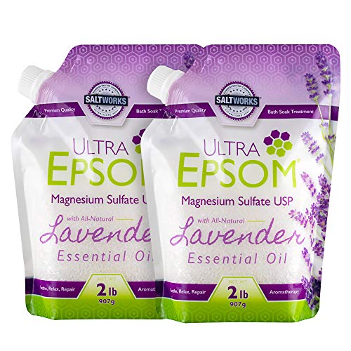 SaltWorks Ultra Epsom Premium Scented Epsom Salt, Lavender Bundle, 4 Pounds