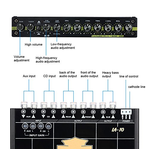 Cuque Advanced Professional Car Audio Modified Graphic Equalizer Fever Class EQ Car Equalizer Audio Stereo Tuner 7 Band of Sound Customization with 3.5mm Auxiliary Input