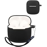 Compatible with Edifier X1 Evo True Wireless Noise Cancelling Earphones,Premium Silicone Shockproof Protection Skin Touch Charging Port Accessible, Front LED Visible with Lanyard,Black.