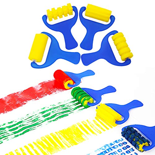 YZNlife 30 Pieces Kids Painting Brushes Sponge Drawing Set with Paint Bowls, Sponge Foam Brushes and Waterproof Apron for Children Doodle, Sharing Paints,Early Learning DIY Art Craft - Thumbnail 4