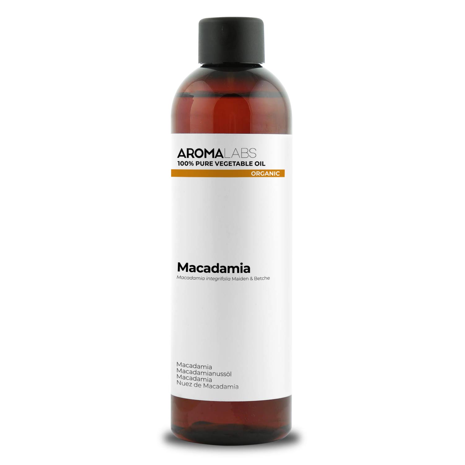 ORGANIC - MACADAMIA Oil - 250mL - 100% Pure, Natural, Cold Pressed and AB Certified - AROMA LABS (French Brand)
