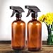 Amber Glass Spray Bottles (2 Pack, 16 oz) - Bonus: 8 Chalk Labels + Pen - Empty Refillable Bottle for Essential Oils, Cleaning Products and Aromatherapy - Dual Action Trigger Sprayer with Mist, Stream