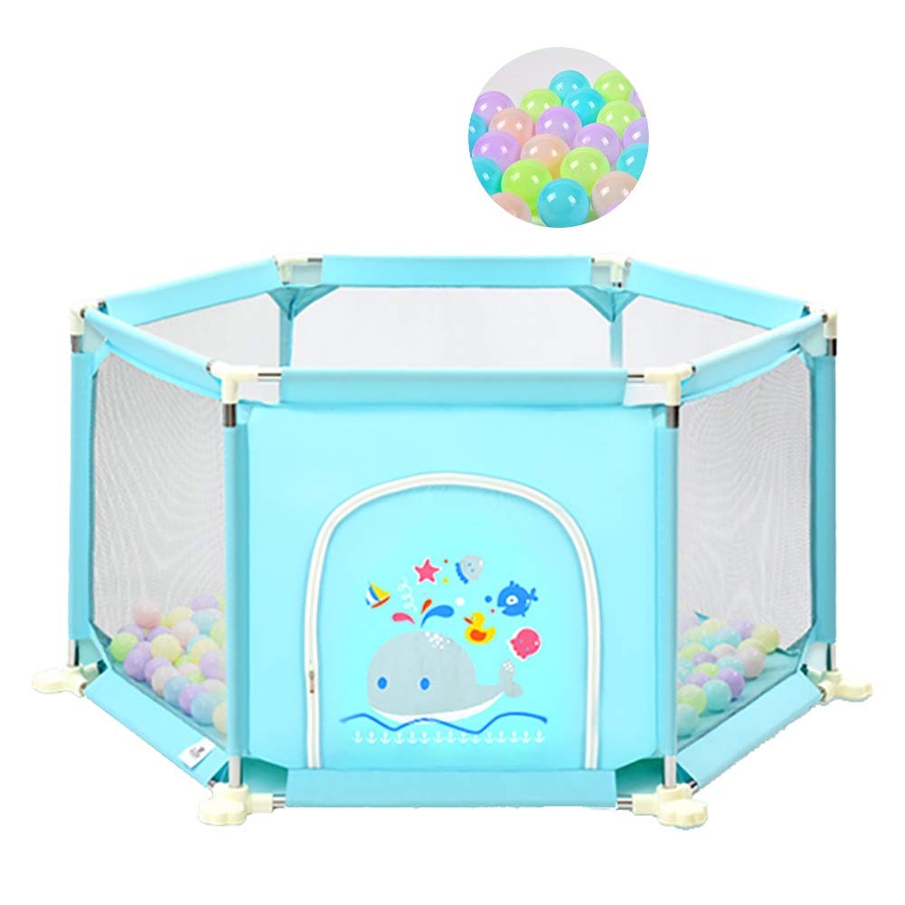 ベビーフェンス 子供の遊び場赤ちゃん遊び庭9女の子のためのパネル女の子の青ボールの子供の遊びのフェンス B07j9vmd1h ベビーサークルプレイヤード 人気の新作