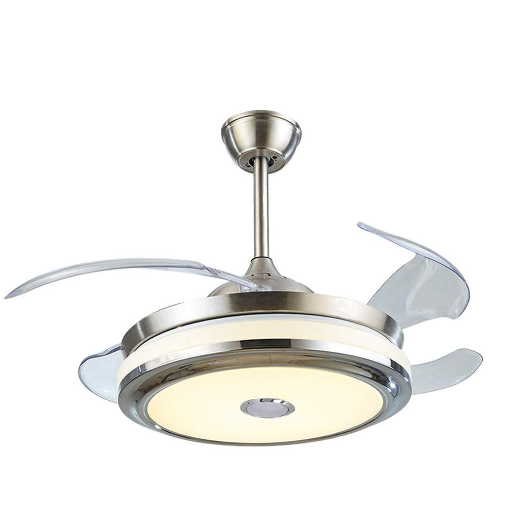 Bluetooth Retractable Invisible 4 Blade Ceiling Fans With Light