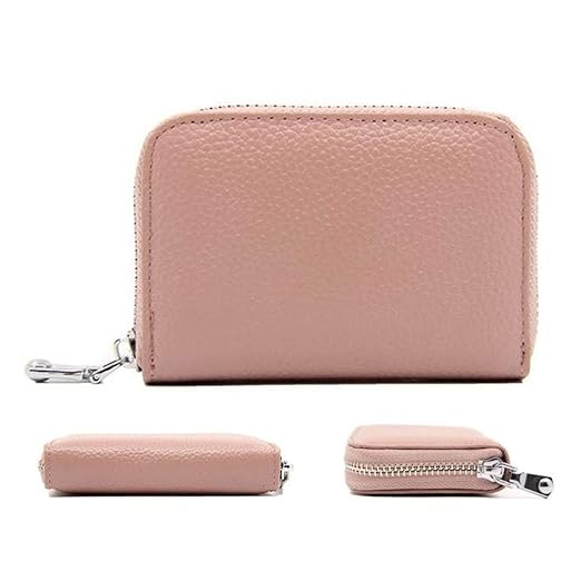 QLTYPRI Damen Leder Kartenetui Kleine Kreditkartenetui PU Leder Portemonnaie Reißverschluss Geldbörse ID Visitenkartenetui Ak