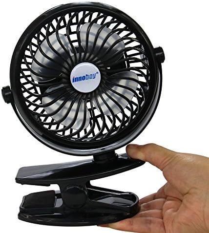 INNOBAY Desk Clip and Wall Mountable Mini Rechargeable Fan (Versatile Cooling Fan for Home, Office, Bedroom, Gaming Room, Computer Table and Multi-scenes (Black)