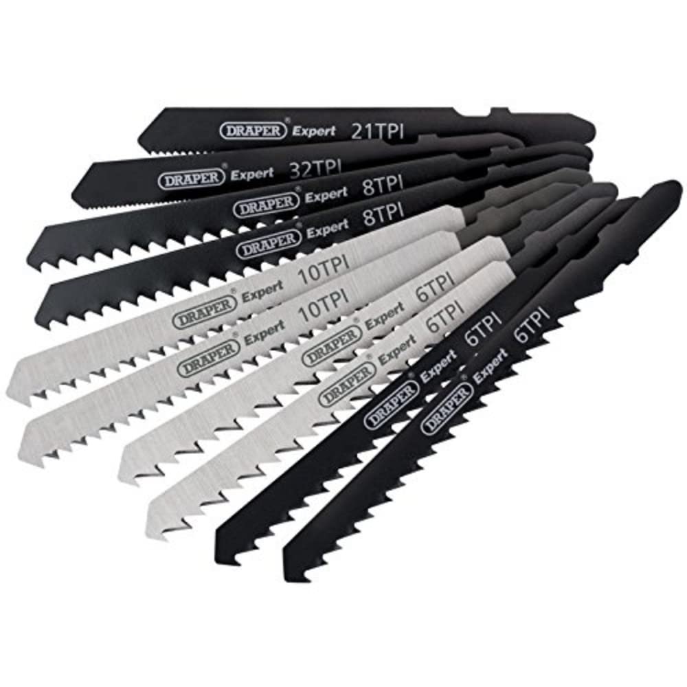 Draper 81736 Expert 10 Piece Assorted Jigsaw Blade Set, 230 V, Black and Silver