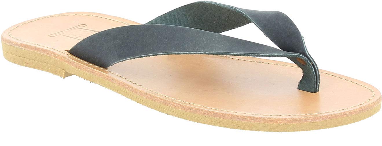 Attica Sandals Hermes Nubuck Black Men's Leather Nubuck Slippers - Thong Slippers Shoes