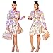 Womens Tie Front Chiffon Tops Blouses Shirts with A-Line Pleated Skirt