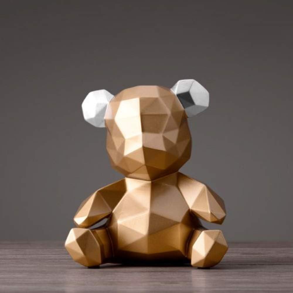 Statues Figurines Sculptures,Nordic Geometric Resin Gold Color Bear Ornaments,Novelty Modern Abstract Statue, Living Room Bedroom Porch Model Room Hotel Study Home Decoration Ornaments, Crafts Collec