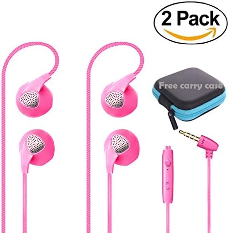 THE Electronics Wired 3.5MM Earphone/Earbuds/Headphones +1 Carry Case w/ Remote and Mic Gym Workout smartphones Tablets (NEP-PKX2)
