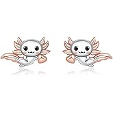 Axolotl Stud Earrings 925 Sterling Silver Cute Animal Jewelry Gifts for Granddaughter Women Daughter