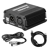 Aokeo 48V Phantom Power Supply Powered by USB plug in, included with 8 feet USB Cable, BONUS + XLR 3 Pin Microphone Cable for Any Condenser Microphone Music Recording Equipment
