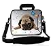 RICHEN 11 11.6 12 12.5 13 inches Case Laptop/Chromebook/Notebook PC Travel Case Neoprene Handle Sleeve with Shoulder Strap (11-13.3 inch, Cute Pug)