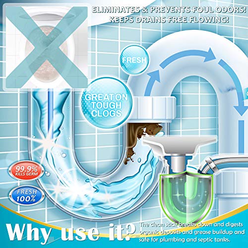 [2022 Newest] Drain Cleaner Sticks, NonToxic Sink Clean Deodorizer for