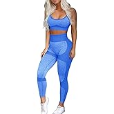 OLCHEE Women’s Workout Sets 2 Piece - Seamless Yoga Leggings and Cross-Strap Sports Bra Gym Outfits Activewear Matching Set