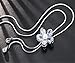 Z-Jeris Women Crystal Flower Pearl Pendant Long Chain Tassel Necklace (Silver)