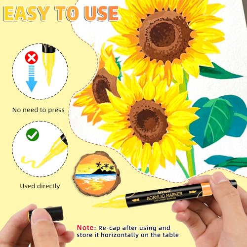 Art+soul 48 Colors Acrylic Pens, 24 Pack Dual Tip Acrylic Markers for Rock Painting, Wood, Stone, Canvas, Ceramic, Glass Surfaces, DIY Crafting & Art Supplies