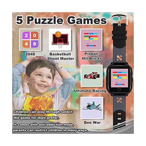 Kids Smart Watch Phone - IP67 Waterproof Smartwatch Boys Girls with Touch Screen 5 Games Camera Alarm SOS Call - Phone…