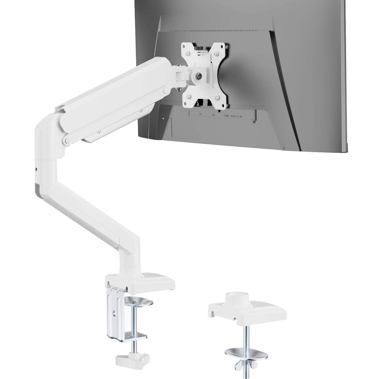 Photo 1 of WALI Single Monitor Arm Mount Stand, Adjustable Gas Spring Arm Monitor Mount for Display up to 32 Inch,19.8lbs Capacity (GSMP001W), White