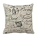 Emvency Throw Pillow Cover Black Housewares French Script Paris Decorative Linen Pillow Case Home Decor Square 20 x 20 Inch Pillowcase