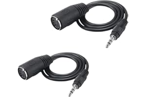 LOOTOOLS 2PCS Type-A MIDI to 3.5mm Adapter, 14" MIDI Female to TRS 3.5mm Male Breakout Cable Audio Converter for Keyboards Sy