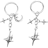 Meefisher Cute Star Moon Keychain Aesthetic Accessories Stainless Steel Key Ring Purse Handbag Backpack Bag Charms Car Holder