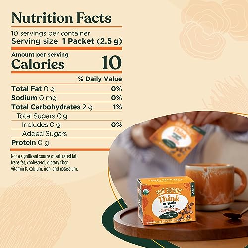 FOUR SIGMATIC FOCUS ORGANIC MUSHROOM COFFEE | INSTANT MUSHROOM COFFEE MIX WITH LION’S MANE, CHAGA AND RHODIOLA FOR BETTER FOCUS AND IMMUNE SUPPORT | 10 PACKETS