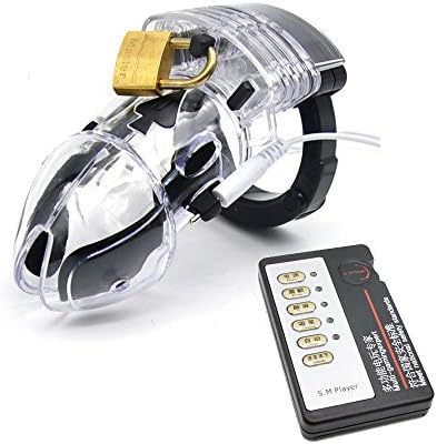 FJKhs Locking Chasti-ty 3 different Colors Chasti-ty Device, Electric shock Chasti-ty Device Exercise Transparent