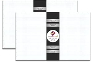 CADMUSPRO Ledger 17"x11" Large Premium Graph Pad, ¼” Quad-Ruled Grid, 21-Gram Thick Paper, Inch-scale, 50 Sheets/Pad (100/Pack), Top Glue Binding. Sketching & Drafting (2, White)