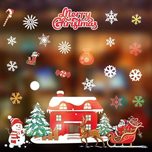 Kungfu Mall Christmas Window Clings Reusable Santa Claus Reindeer Snowman Wall Stickers Static PVC Window Decal Christmas Decoration Indoor (02)